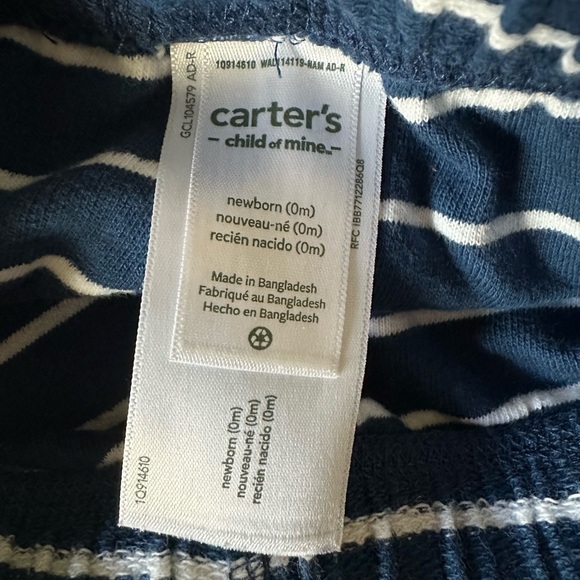 Carter's Blue and White Striped Kids Shorts Size Newborn - Picture 3 of 4